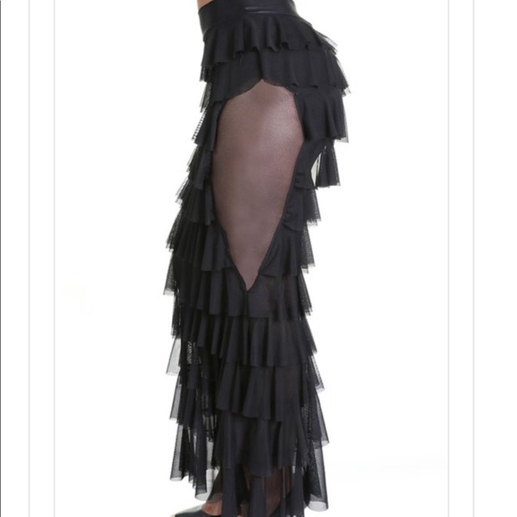 Ruffle Layer Black Maxi Skirt - Picture 3 of 5